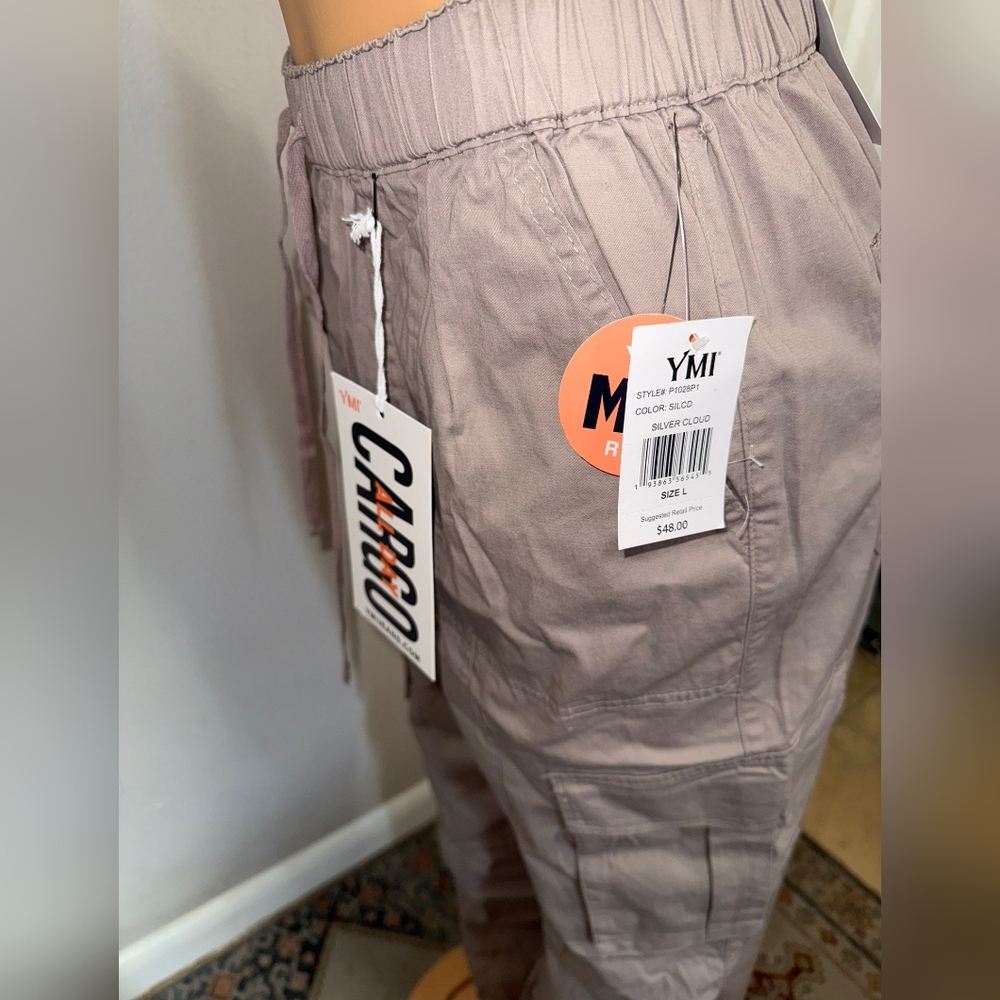 NWT YMI CARGO MID RISE SILVER CLOUD SIZE L - Picture 7 of 10